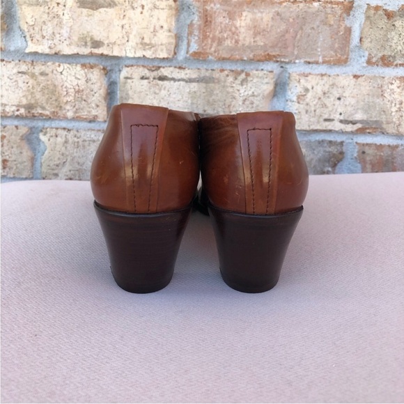 Via Spiga Made in Italy Vintage Coñac Leather Western  Pointed Toe Heel Shoes 9 - Picture 12 of 16